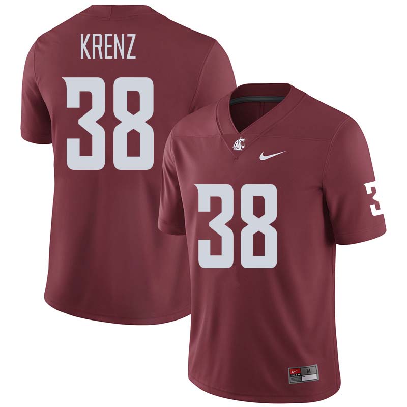 Men #38 Riley Krenz Washington State Cougars College Football Jerseys Sale-Crimson